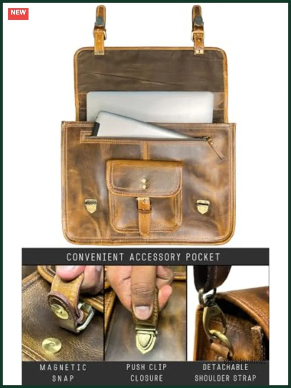 Leather Messenger Bag for Men - 16